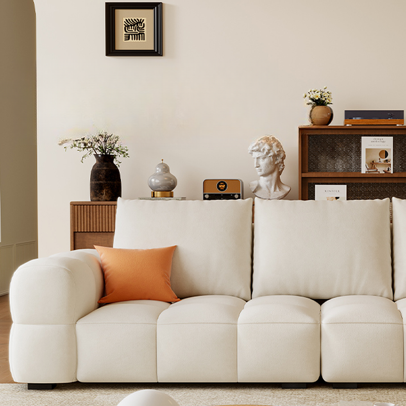 Contemporary Solid Color Tear Resistant Standard Sofa in Light Gray/Ivory/Coffee for 5/4 with 2 Pillows - image 14