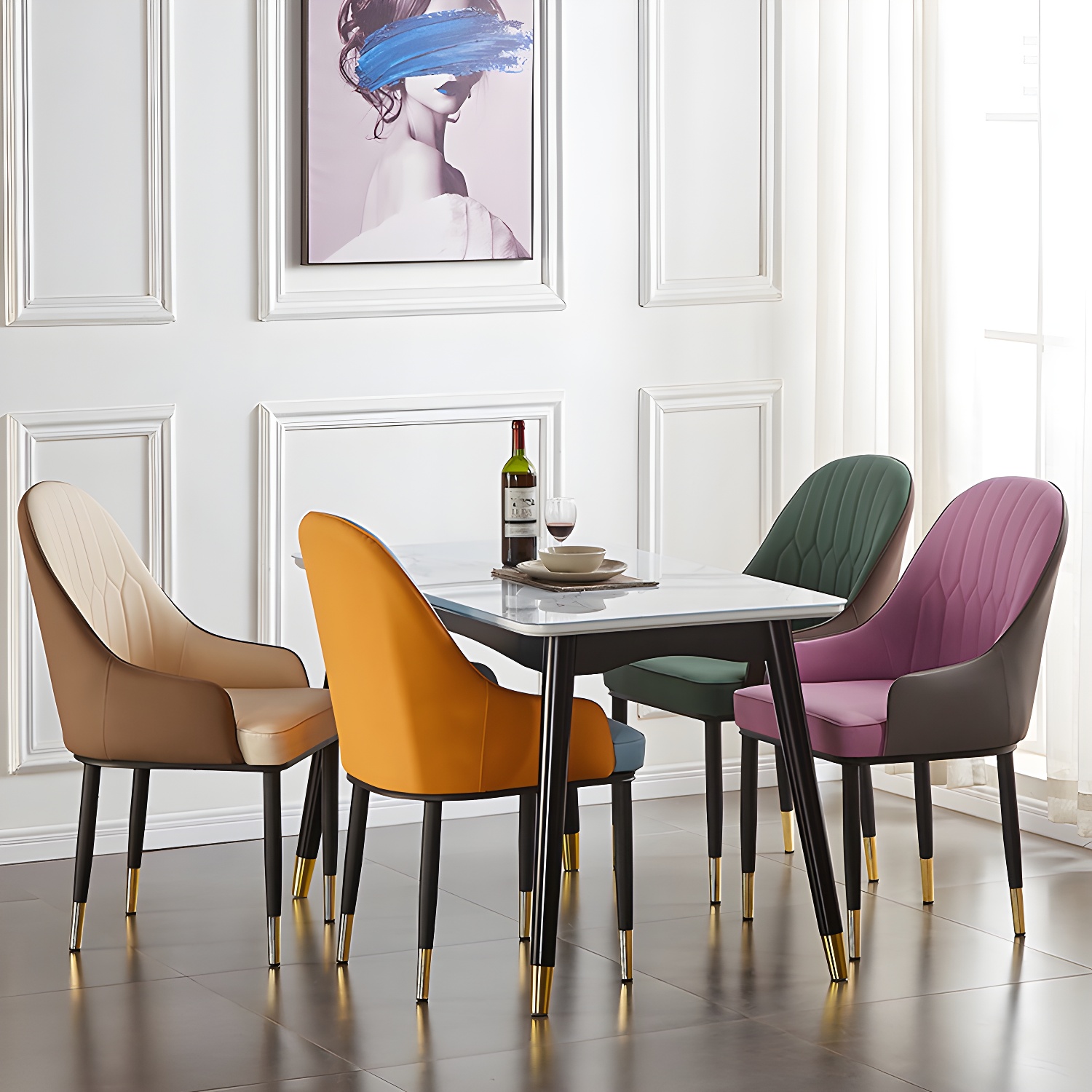 Contemporary Metal Dining Room Chairs Upholstered Dining Armchairs for Home Use - image 13