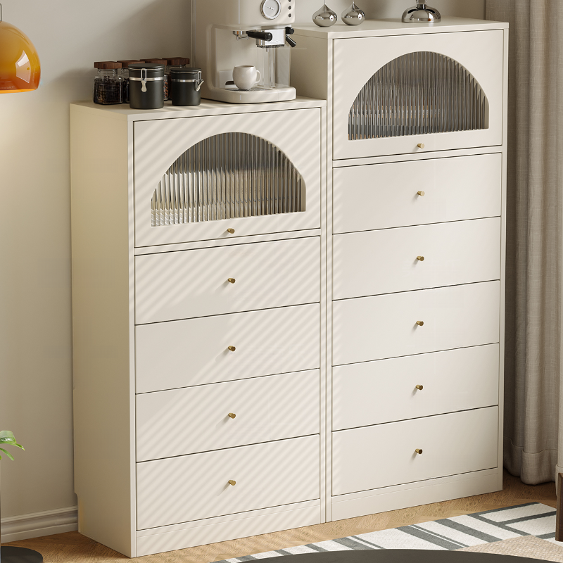 Chalk Casual Composite Wood Combo Dresser for Parlor with 6/3/5 Drawers and Hutch in Vertical Orientation