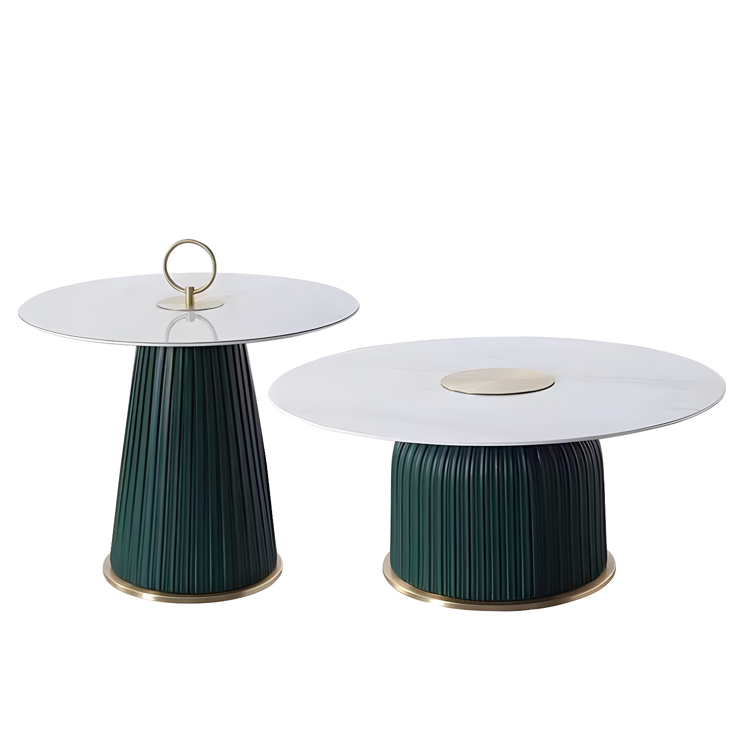 Modern Metal Cocktail Table Round Pedestal Coffee Table - White