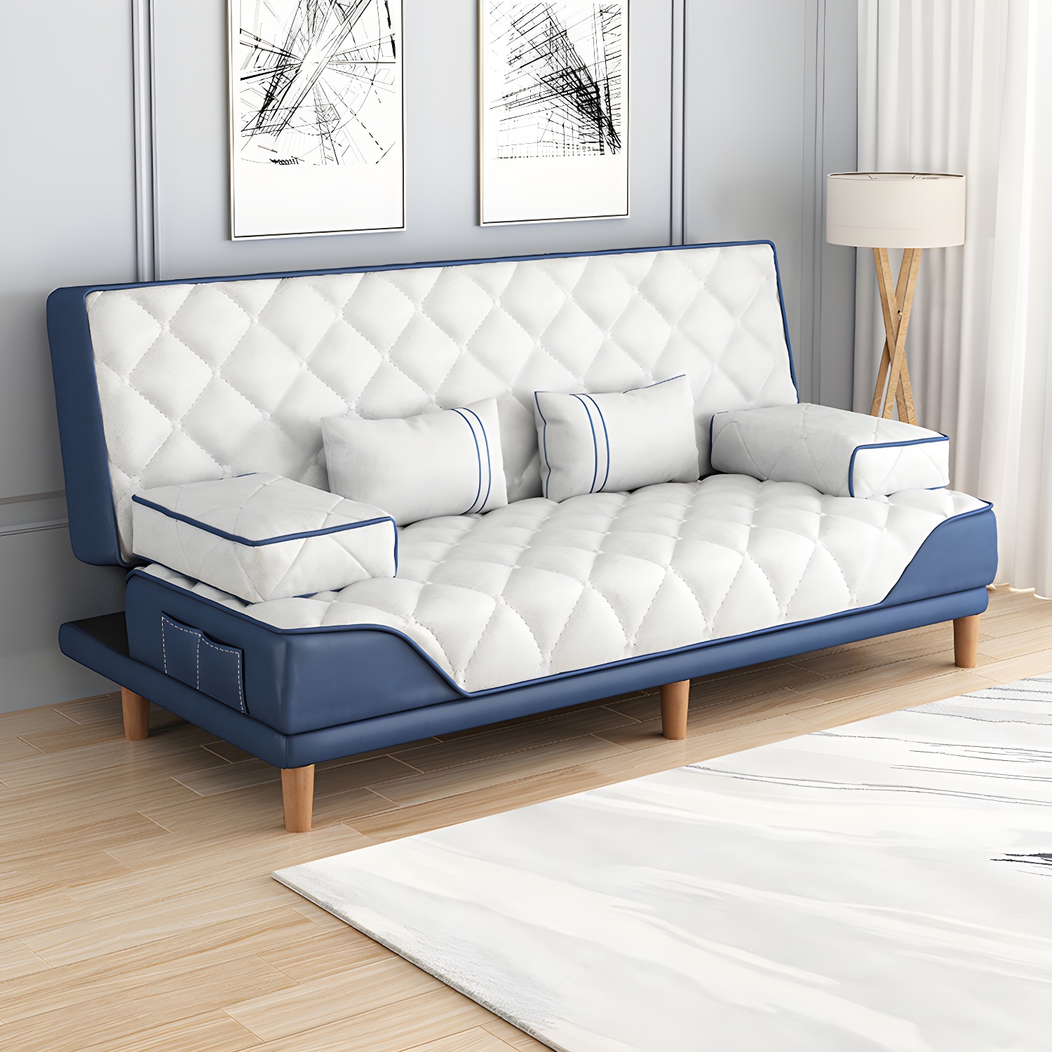 Contemporary Tight Back Convertible Sofa and Chaise with Pillow Top Arm - image 4