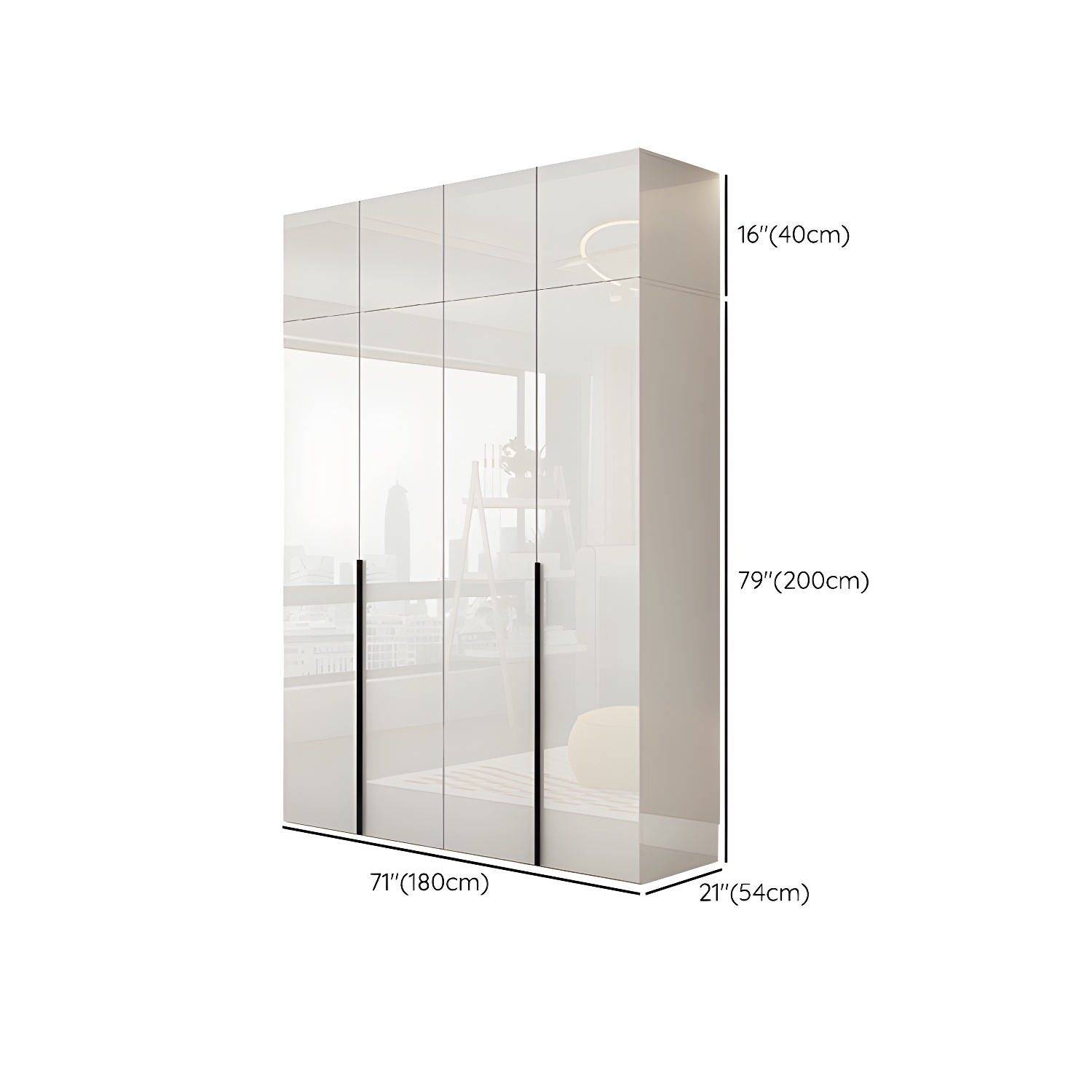 Modern White Wood Wardrobe Armoire - Drawers and Shelves Included - image 24