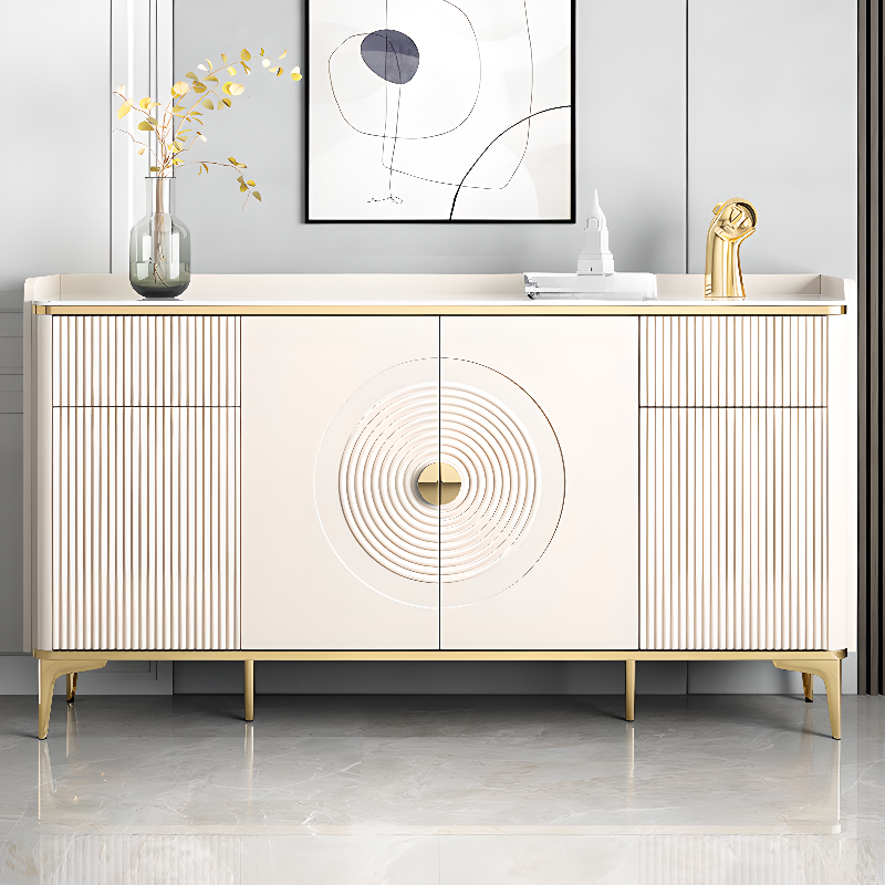 Glam Free Standing Utility Storage Cabinet for Parlor with Sintered Stone Countertop