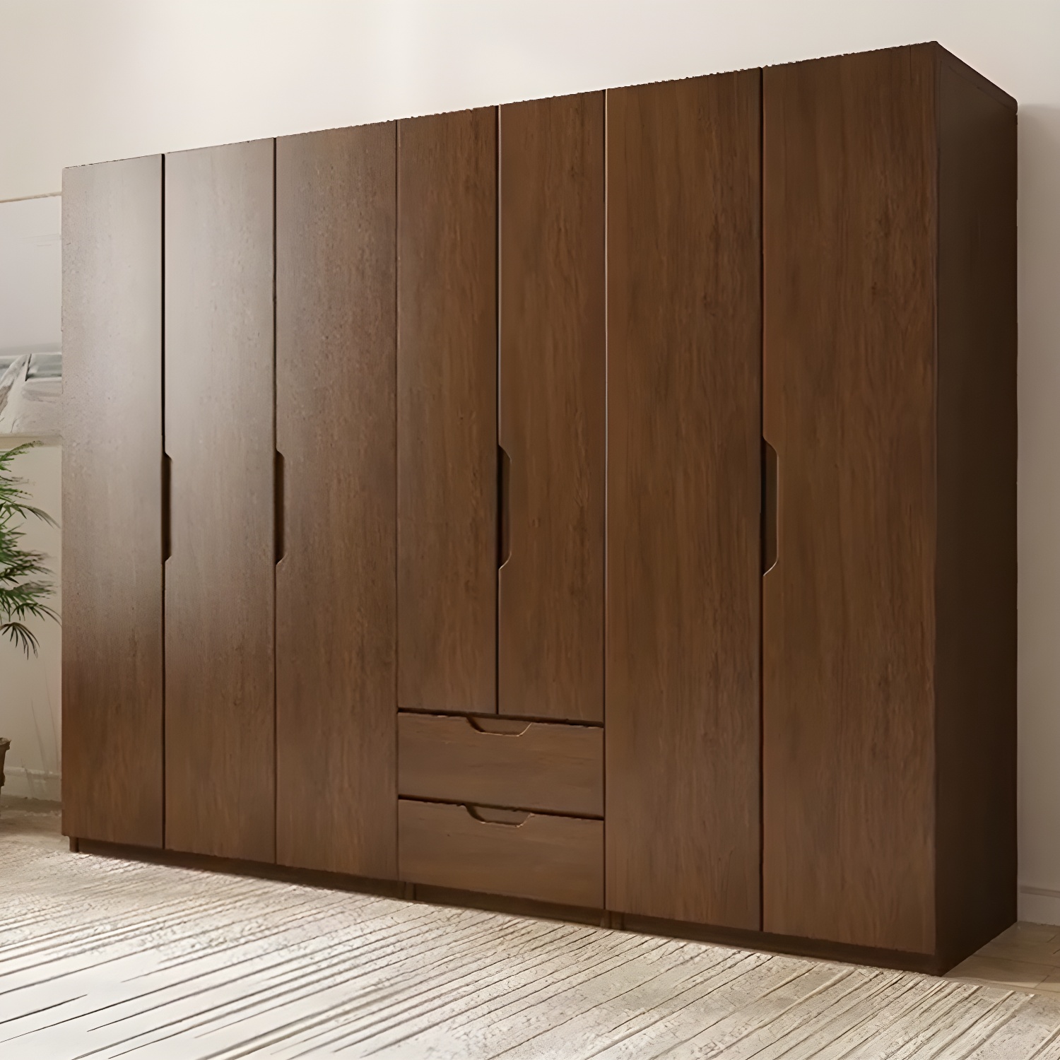 Solid Wood Wardrobe Armoire Contemporary Brown Storage Cabinet - image 3