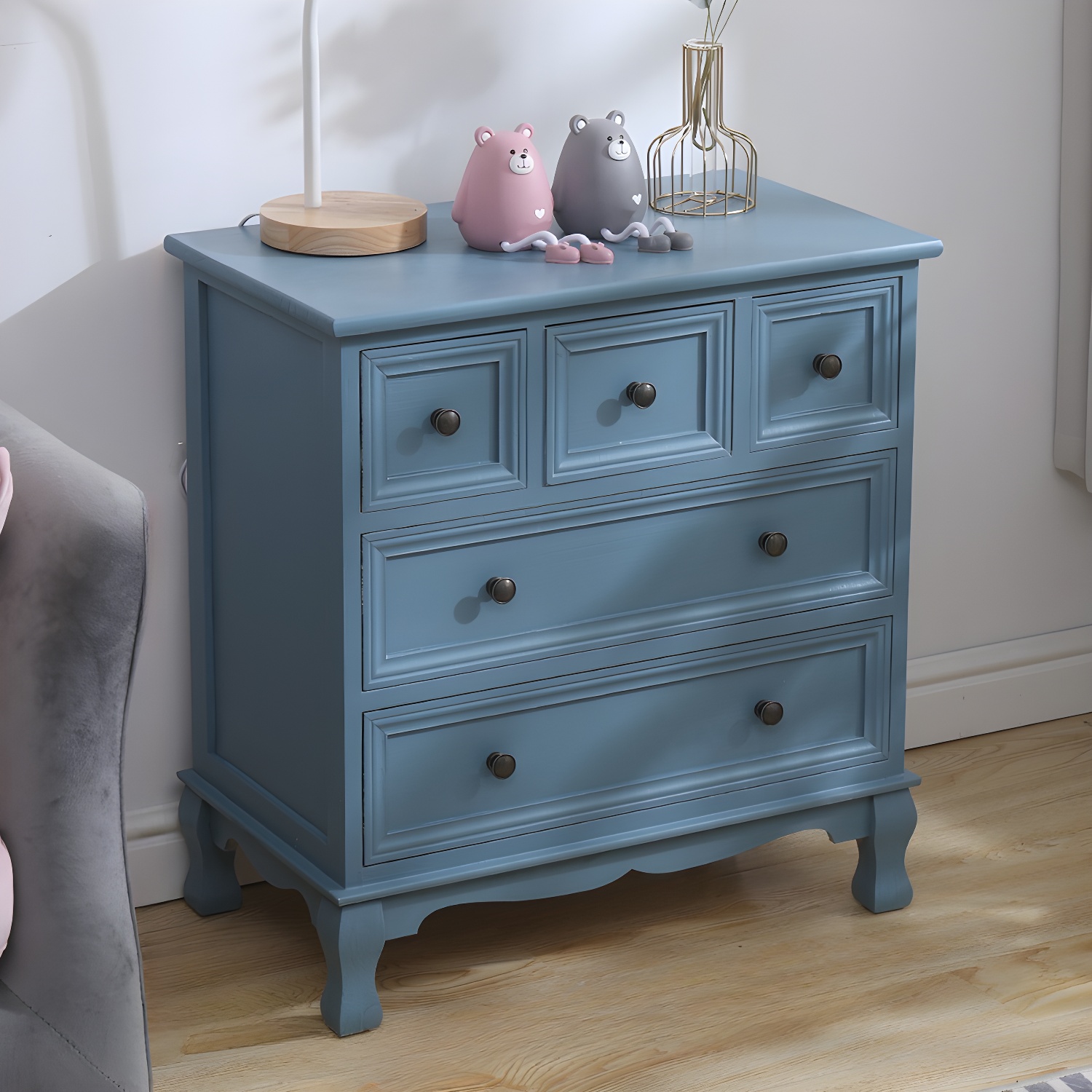 Wooden Bronze Solid Wood Dressers & Chests with Drawers Metal Handle, No Assembly - image 2