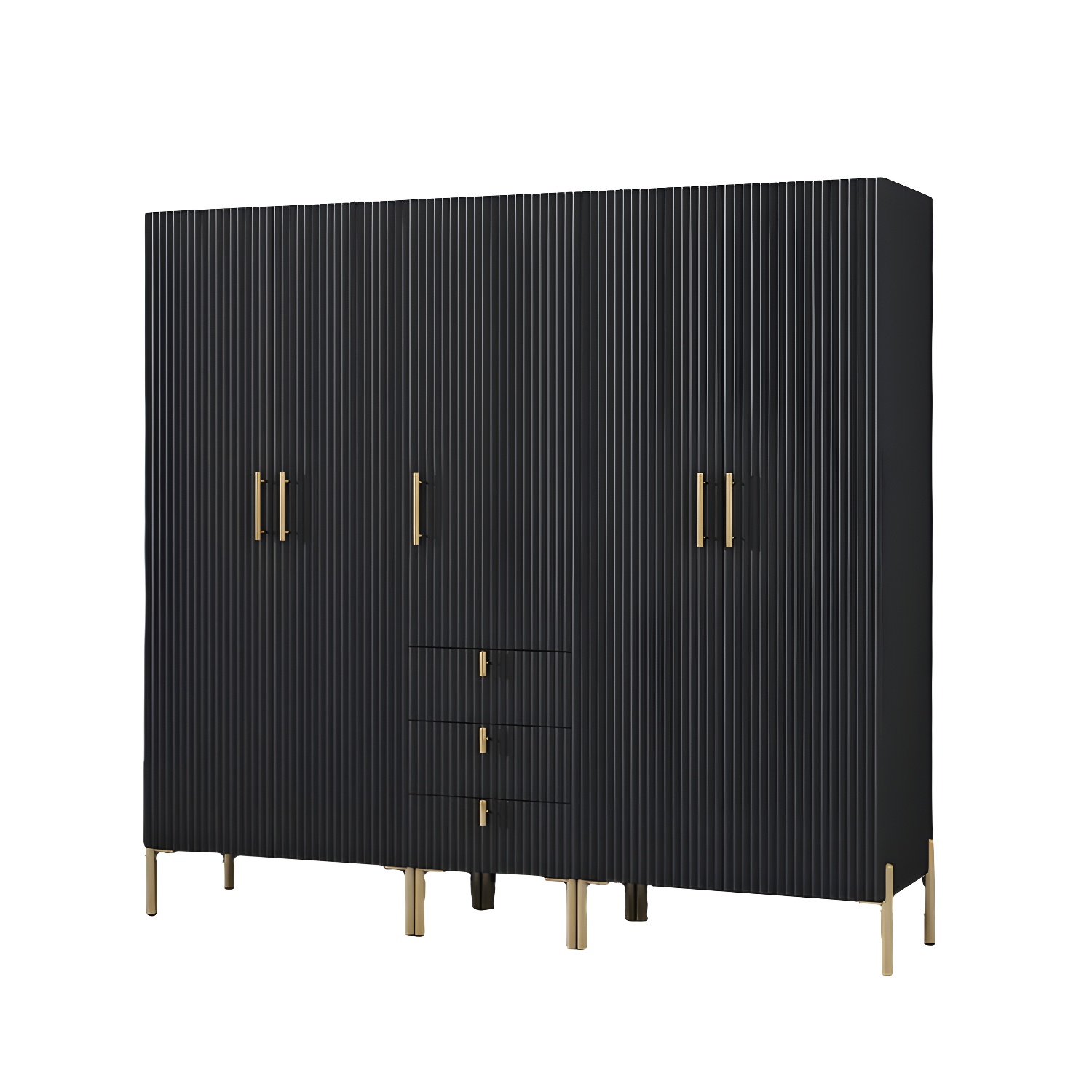 Modern 3-Cabinet Feature Wood Wardrobe Armoire with Hinged Door Mechanism - image 7