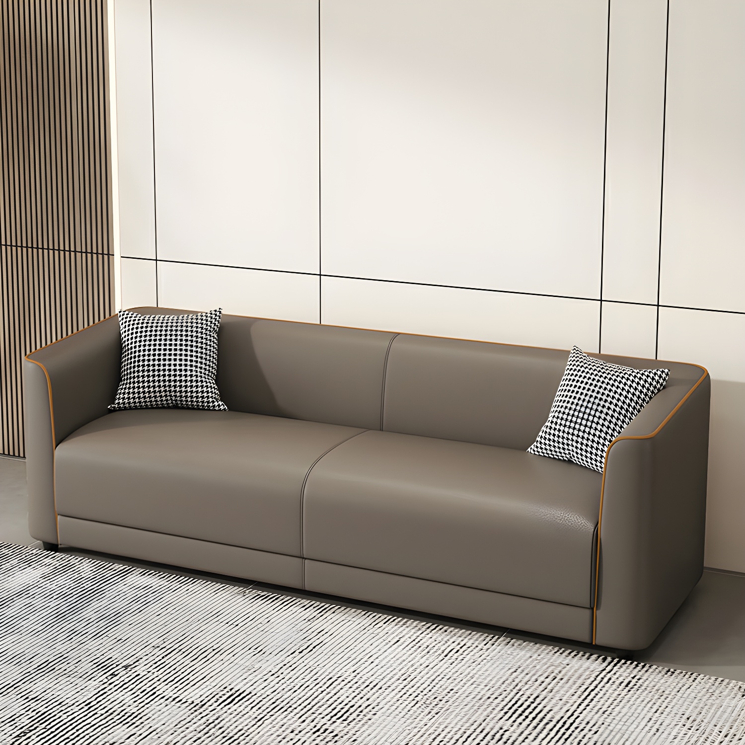 Tuxedo Arm Sofa with Tight Back 25.98" High Contemporary Faux Leather - image 6