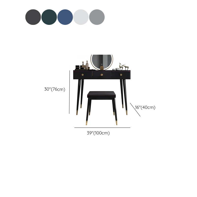Modish Standard/Small Makeup Vanity with Solid+Engineered Wood Table Top and 3/2 Drawers - image 14