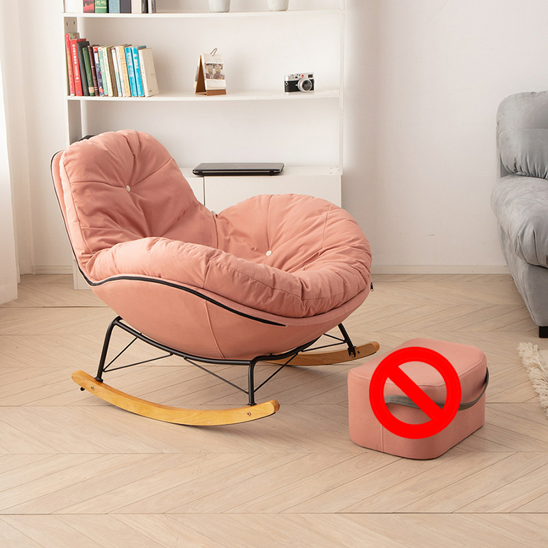 Natural Stationary Wingback Living Room Rocking Chair with Back - image 3