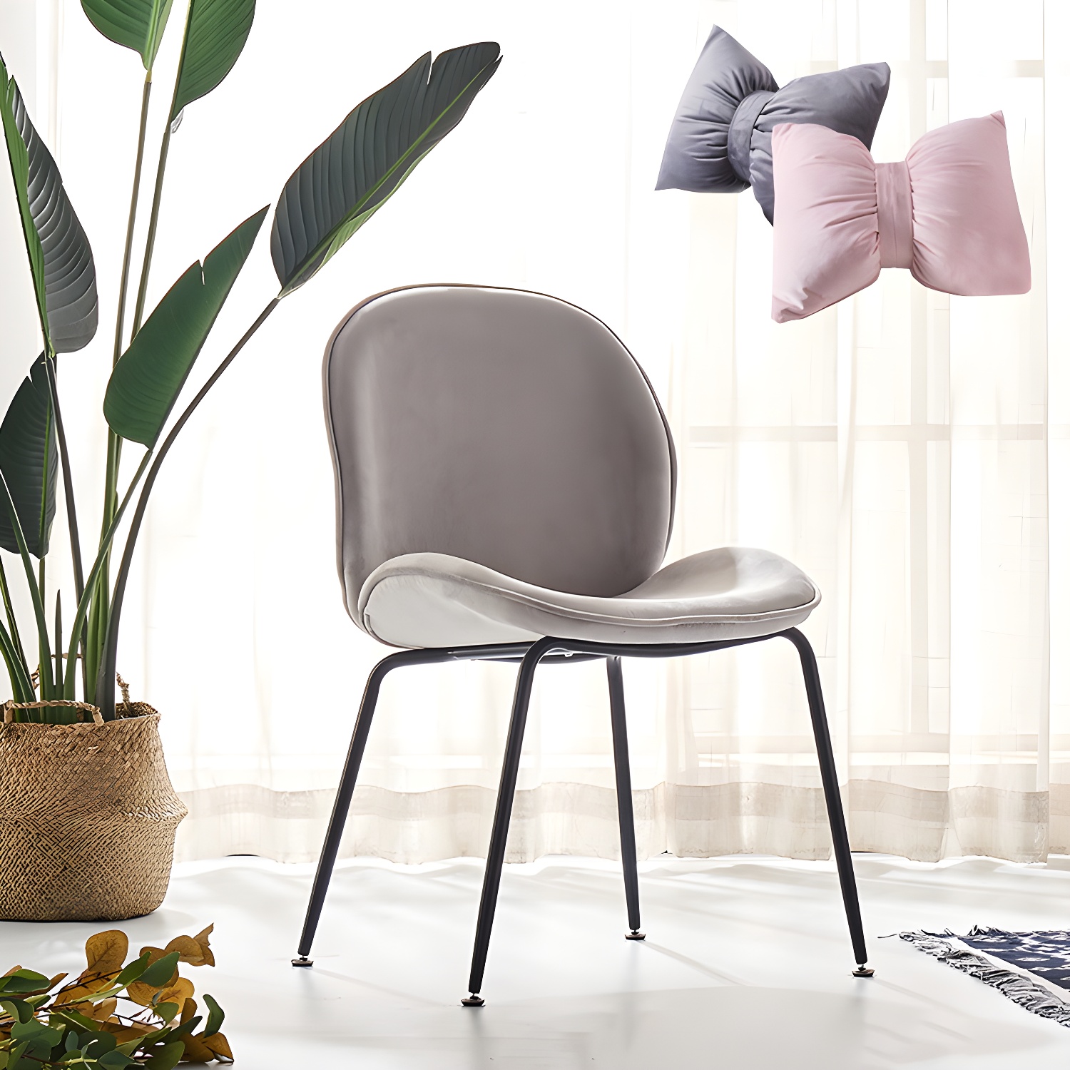 Metal Scandinavian Restaurant Side Chair Matte Finish Wingback Dining Chair - image 7
