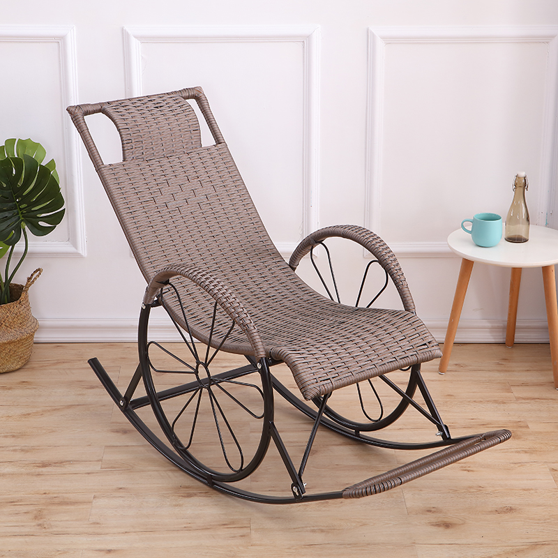 Ergonomic Wicker Front Porch Rocking Chairs with Rear Back, Stationary - image 14