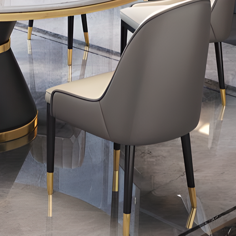 Circular Slate Dining Table Set with Pedestal Base, Upholstered Swivel Chairs, and Upholstered Back - image 10