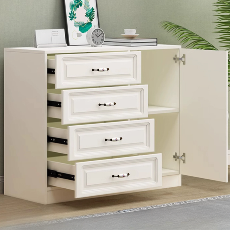 Sleeping Room Use Trendy White Wood Wardrobe Chest with Shelves - image 5