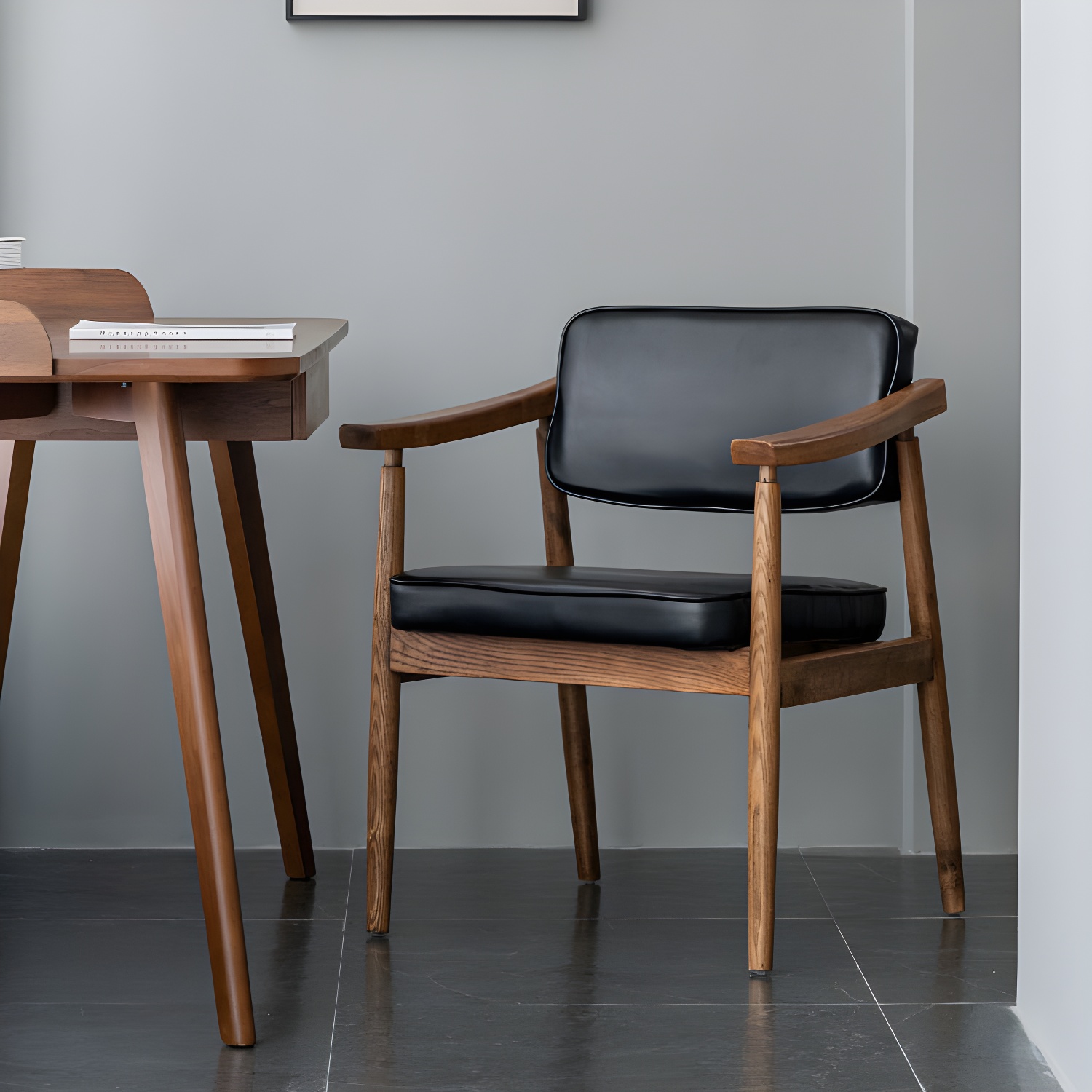 Traditional Style Dining Chairs Kitchen Arm Side Chairs with Wooden Legs - image 15