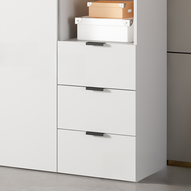 Chalk Modish Laminate Wardrobe Closet with Soft Close Door, Interior Shelves, and Clothing Rod - image 4