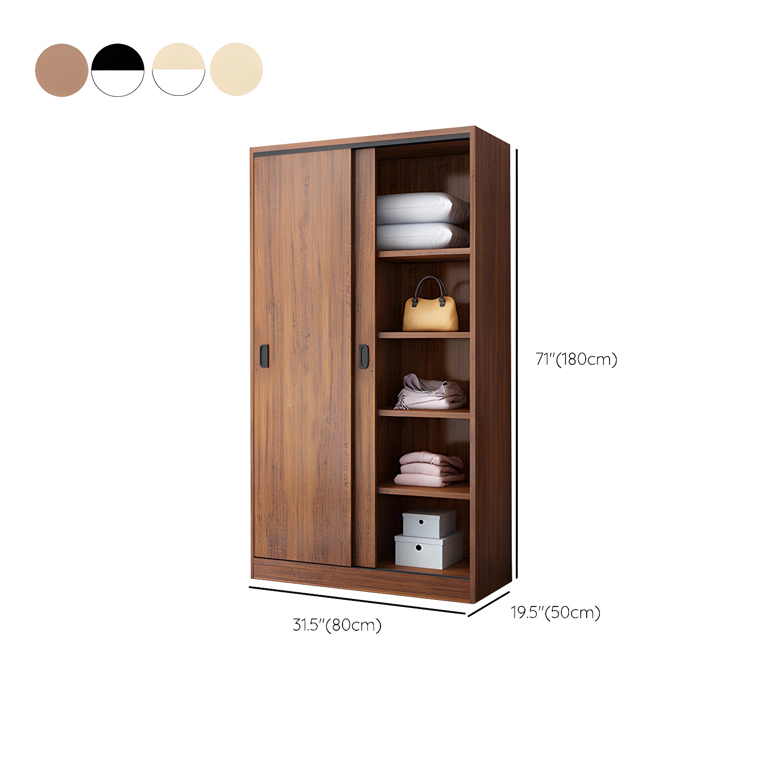 Modern Sliding Doors Wardrobe Wood Frame Freestanding Wardrobe Armoire - image 15