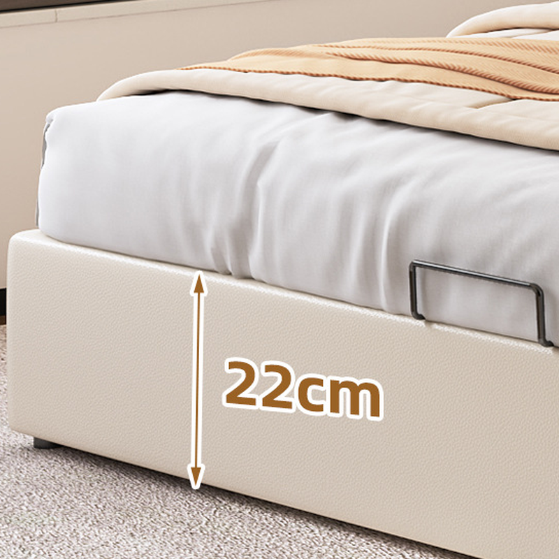 Cream Solid Color Stitch-tufted Storage Platform Bed/Storage Panel Bed with Sponge Filling Headboard Panel, 3 Storage Boxes Included/Not Included - image 6