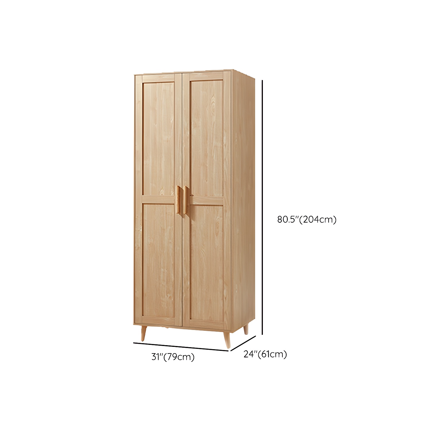 Modern Natural Wood Wardrobe Armoire with Clothing Rod, Shelves, and Soft-Close Drawers - image 16