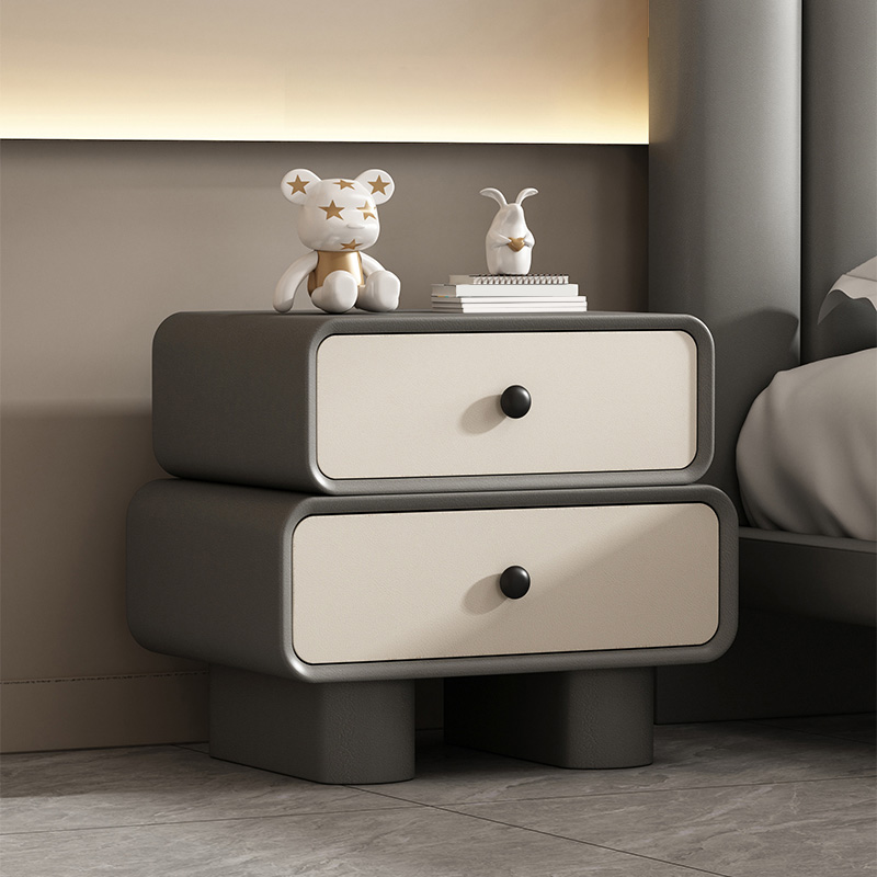 Contemporary Wood Nightstand with Drawer Storage and Faux Leather Countertop - image 3