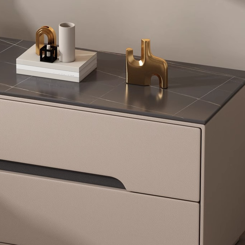 Minimalist Bedside Cabinet Nightstand with 2 Drawers and Stone Countertop - image 13