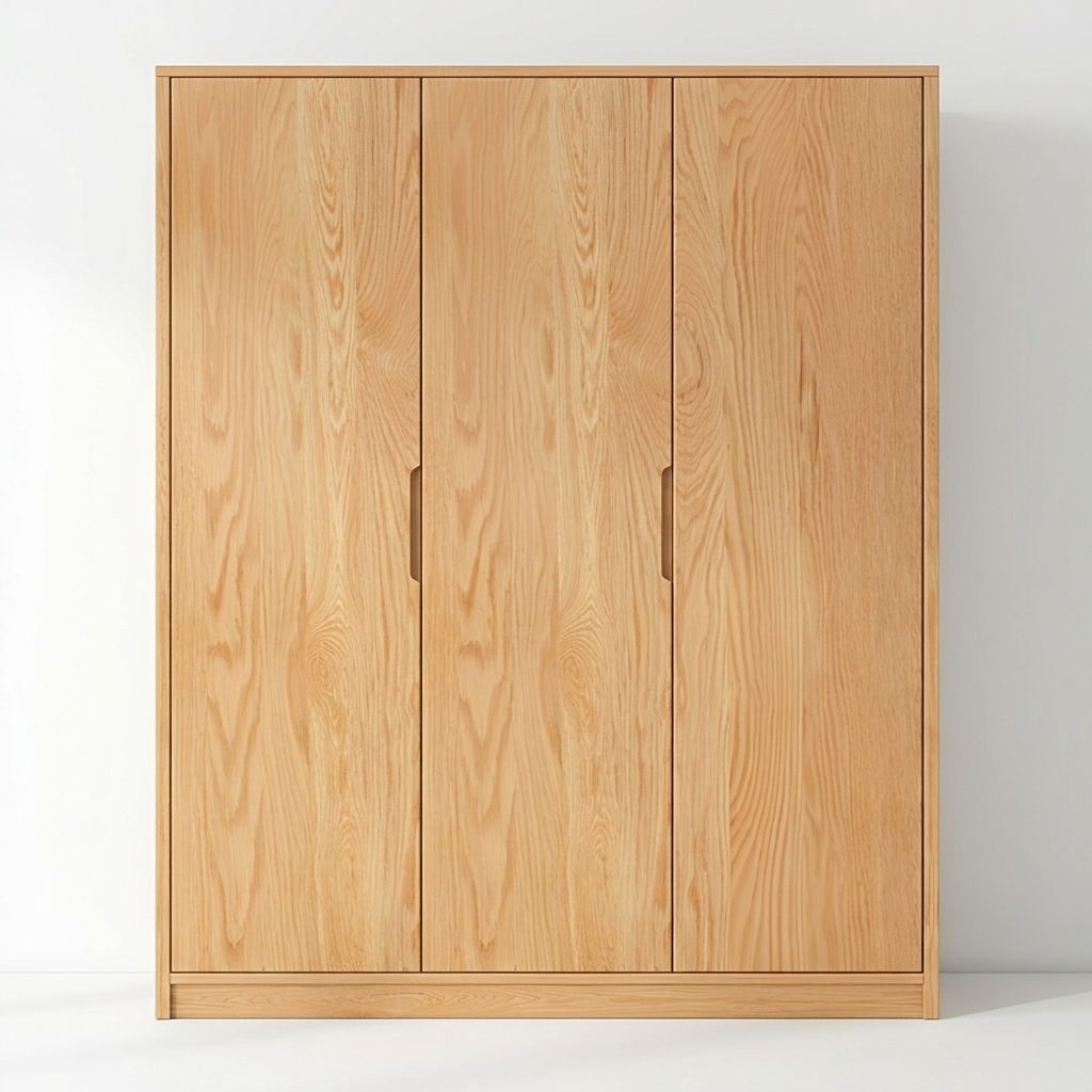 Modern Natural Wood Wardrobe Armoire with Sliding Doors, Drawers, and Shelves - image 27