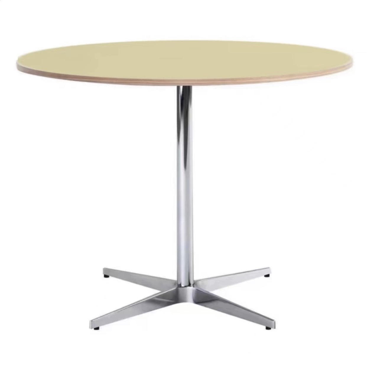 Trendy Orbicular Dining Table with Timber Top, Fixed Table Mechanism in Cerulean/Green/Apricot Color - image 3