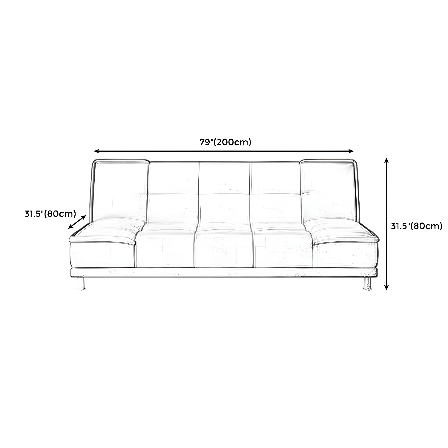 75"Modern Minimalist Armless Foldable Sleeper Leather Settee - image 18