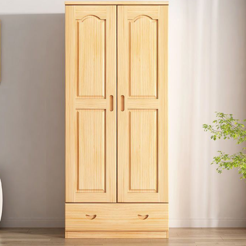 Natural Finish Minimalist Natural Wood Cabinet Armoire with Soft Close Drawer, Soft Close Door, Interior Shelves, and Clothing Rod - image 3