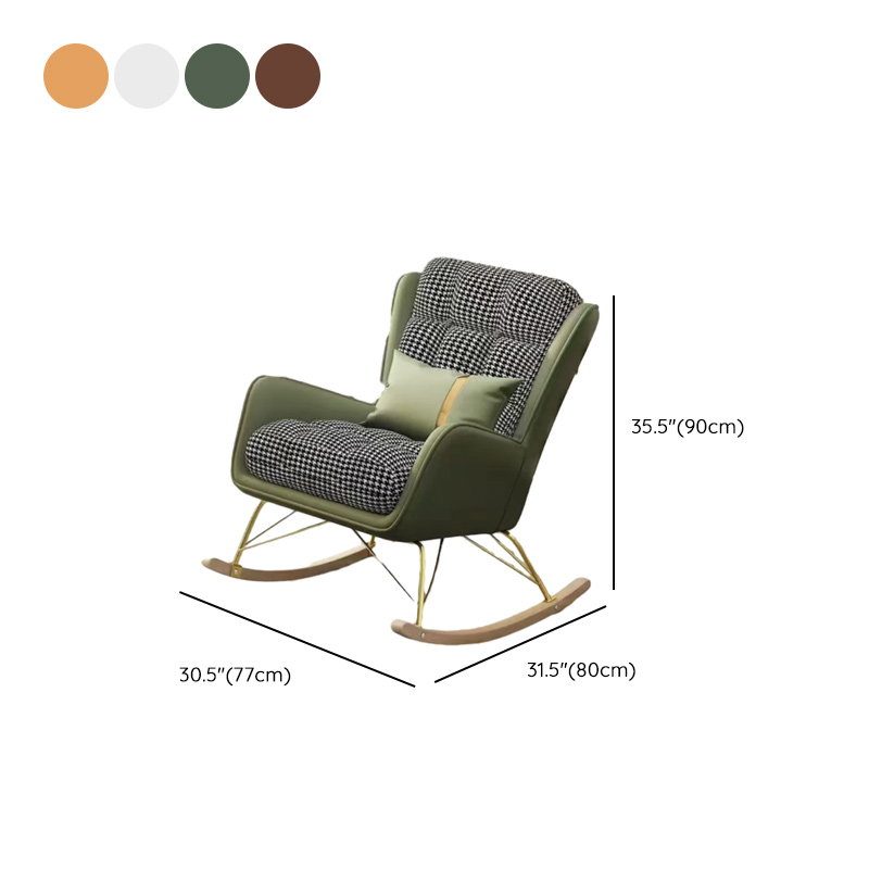 2 Piece Set Simplistic Lime Green/Auburn/Apricot Color Scratch-defiant Upholstered Rocking Accent Chair with Track Arm & Footstool - image 12
