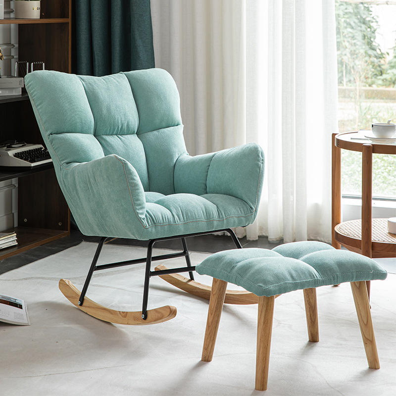 Modern Upholstered Rocking Chair with Tufted Seat - Natural Wood Legs for Stylish Home Decor - image 14