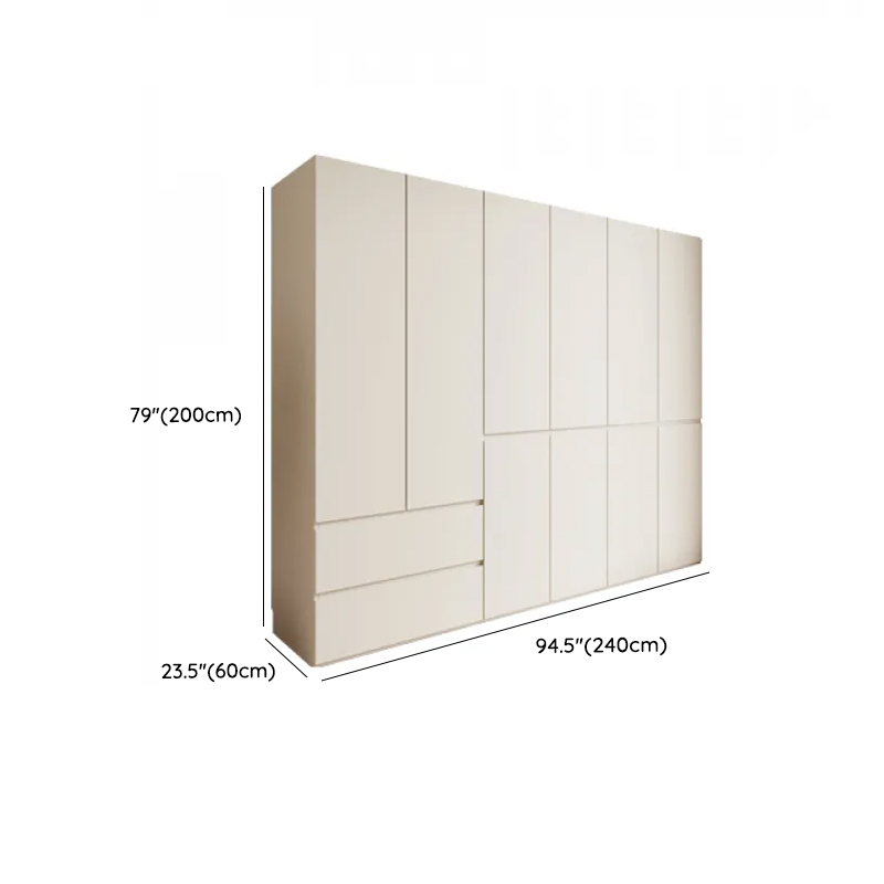 White Minimalist Manufactured Wood Independent Wardrobe Closet with Soft Close Drawer, Soft Close Door, and Interior Shelves - image 15