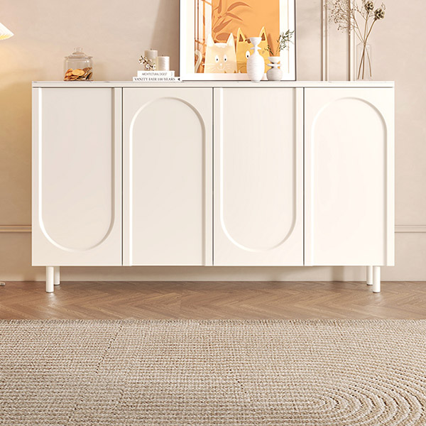Scandinavian Wood Sideboard Credenza with Cabinet and Adjustable Shelves - image 7