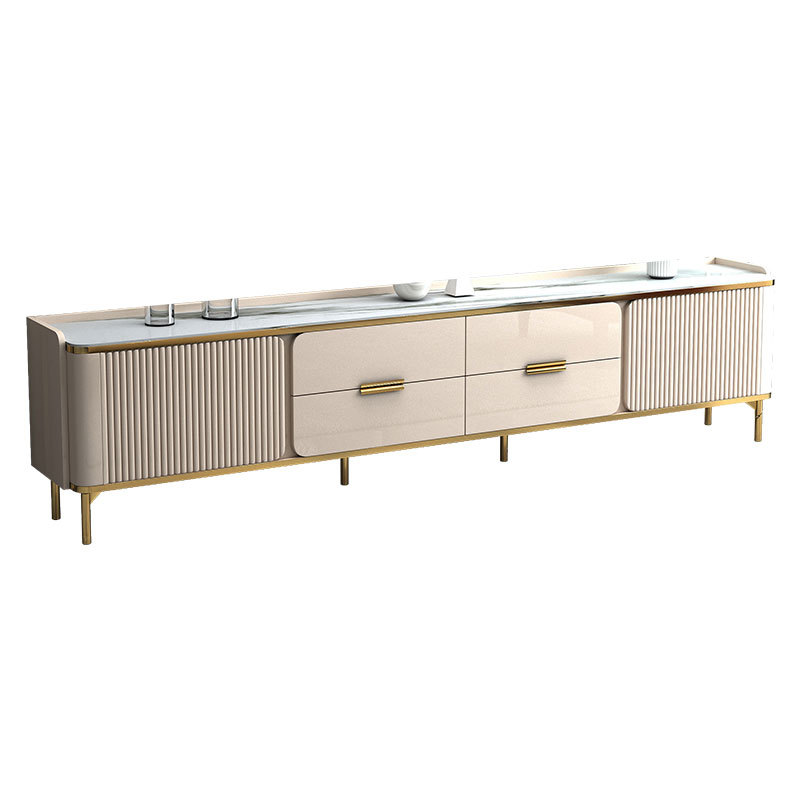 Chalk Art Deco Sintered Stone TV Stand for Sitting Room with 4/3 Drawers, 2 Cabinets, and Gate Doors - image 7