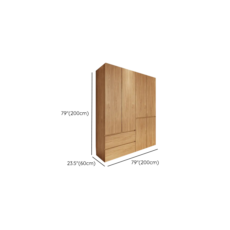 Wood Grain Minimalist Laminate Wardrobe Closet with Soft Close Drawer, Soft Close Door, Interior Shelves, and Clothing Rod - image 17