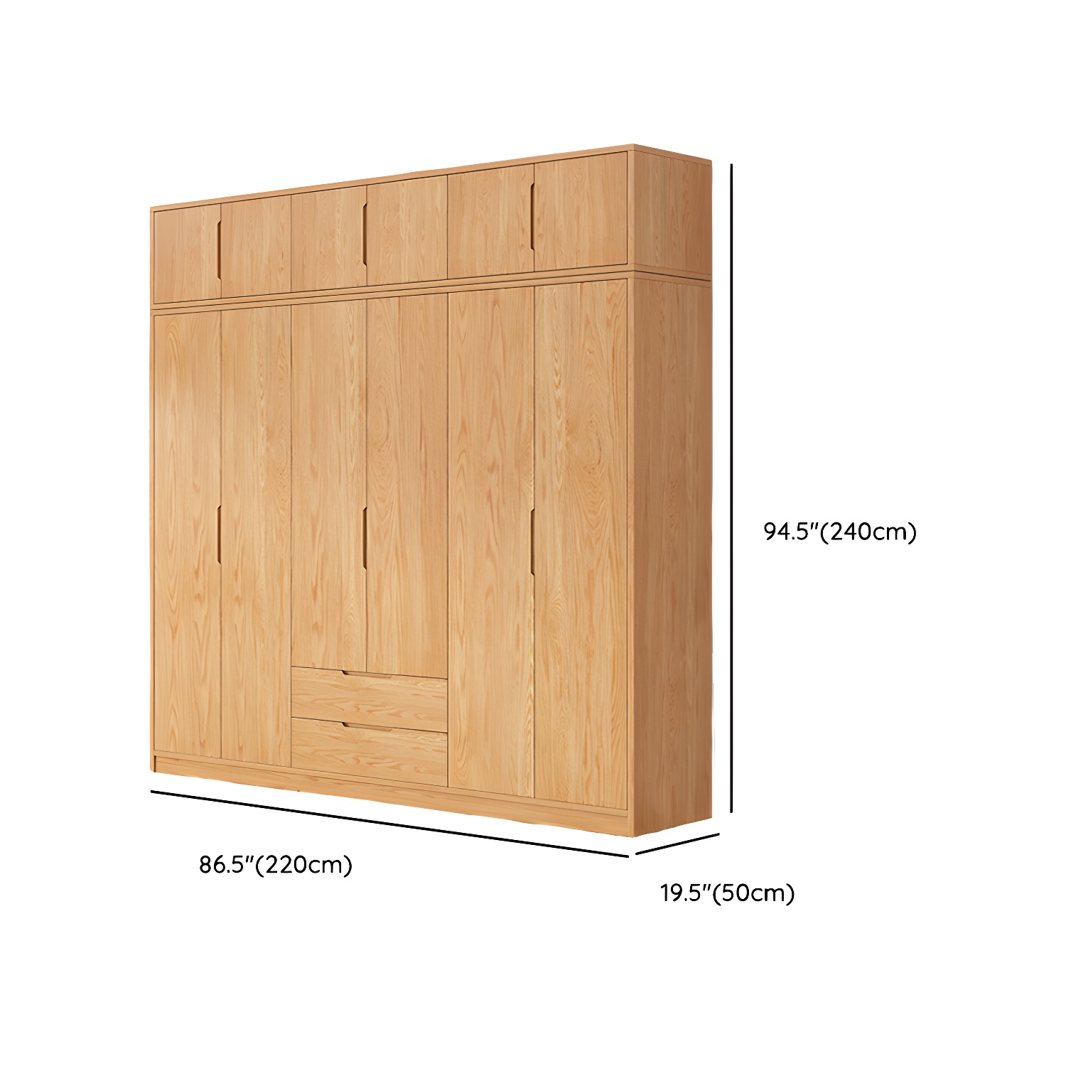 Modern Natural Wood Wardrobe Armoire with Sliding Doors, Drawers, and Shelves - image 123
