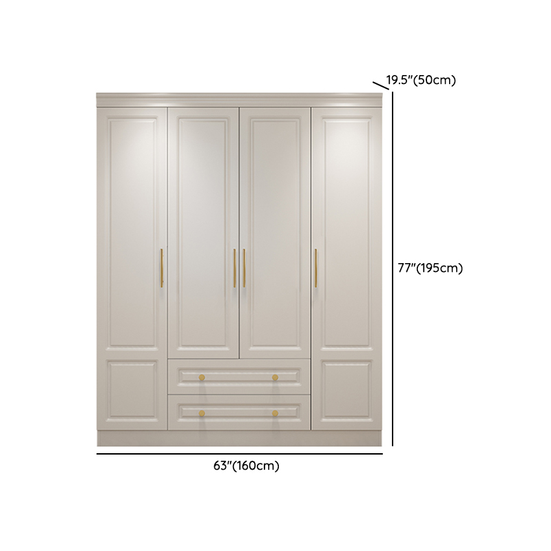 White Minimalist Lumber Wardrobe Closet with Soft Close Drawer, Soft Close Door, Interior Shelves, and Clothing Rod - image 12