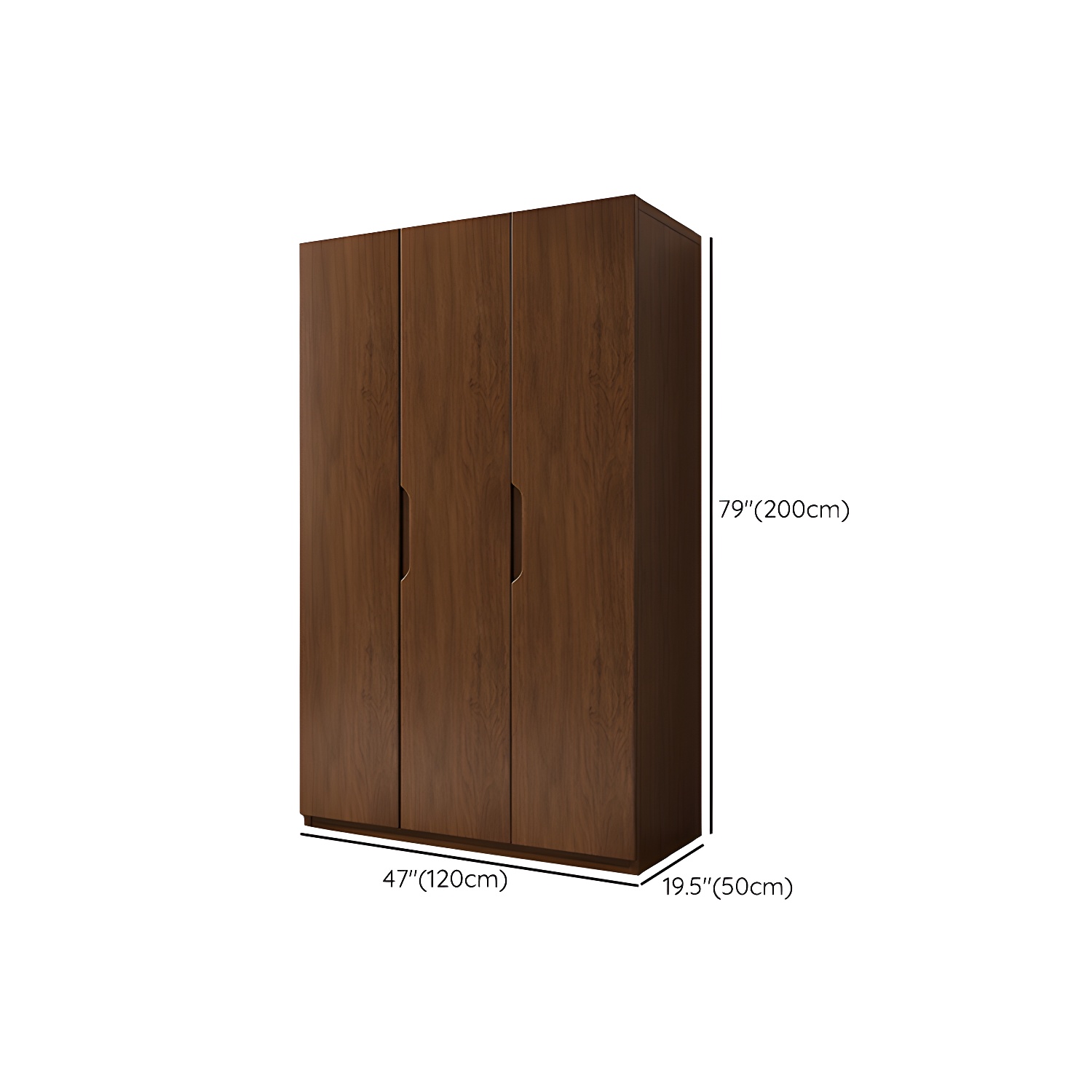 Solid Wood Wardrobe Armoire Contemporary Brown Storage Cabinet - image 13