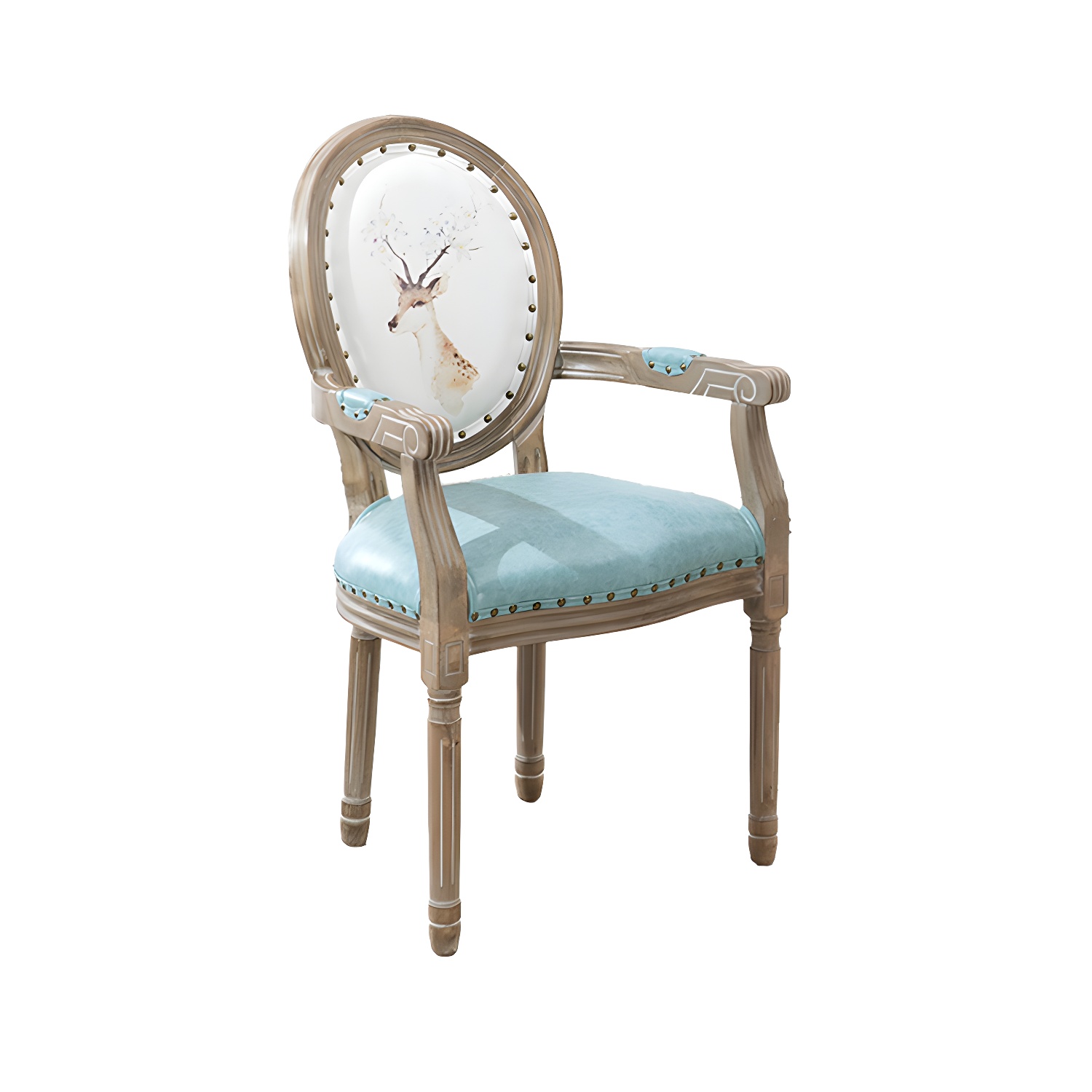 French Country Upholstered Armless Chair Home Solid Wood Dining Chair - image 22