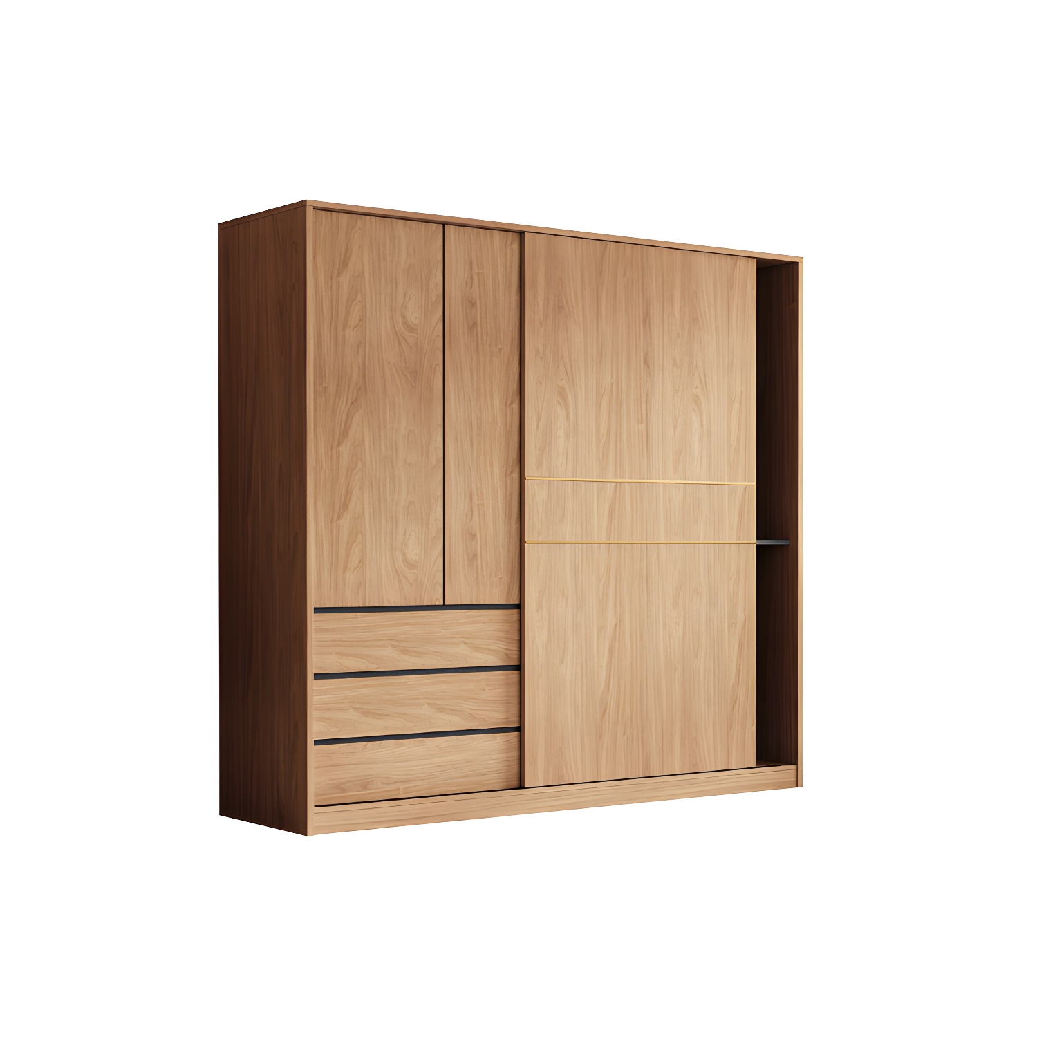 Contemporary Wood Wardrobe Armoire Freestanding Adjustable Shelves Wardrobe with Drawers - image 5