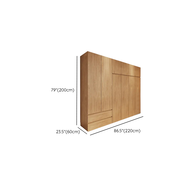 Wood Grain Minimalist Manufactured Wood Wardrobe Closet with 2 Drawers, Soft Close Door, Interior Shelves, and Clothing Rod - image 11