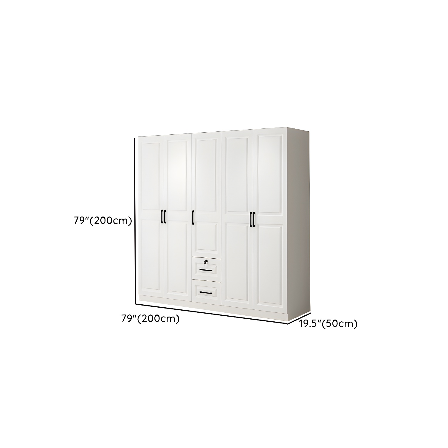 White Wood Wardrobe Armoire with Drawers, Shelves, and Clothing Rod - image 16