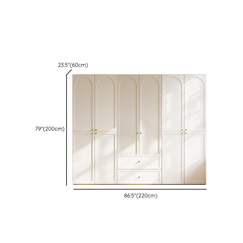 White Minimalist Manufactured Wood Wardrobe Closet with 2 Drawers, Soft Close Door, Interior Shelves, and Clothing Rod - image 14