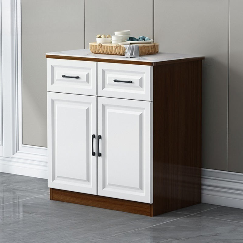 Natural Finish/Light Wood/Ashen Wood Floor Sideboard with Countertop and Kitchen Appliance Storage