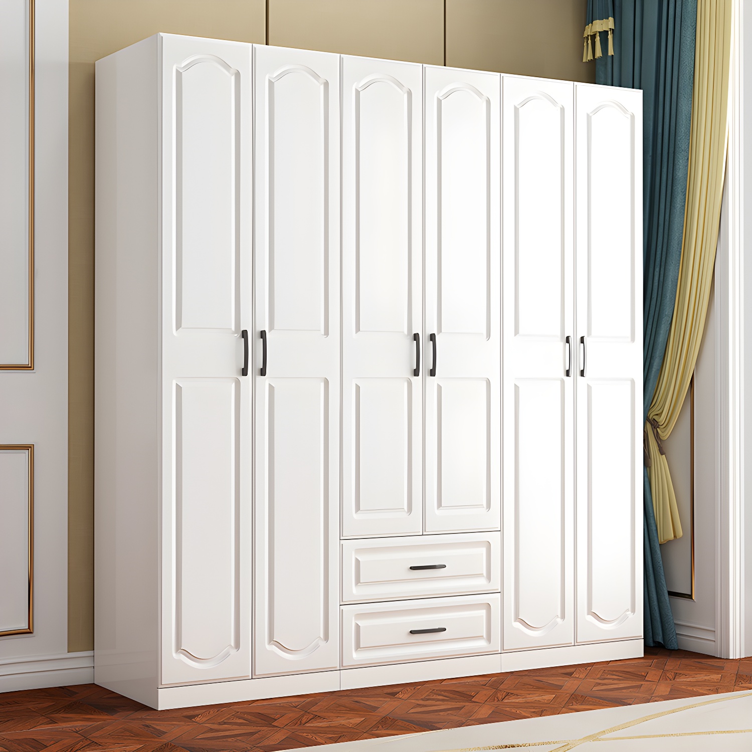 White Wardrobe Closet with Drawer French Country Wardrobe Cabinet