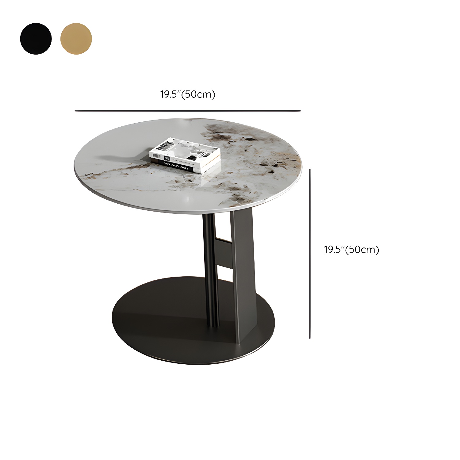 Slate Coffee Table Round Nesting Coffee Table Set with Pedestal Legs - image 15