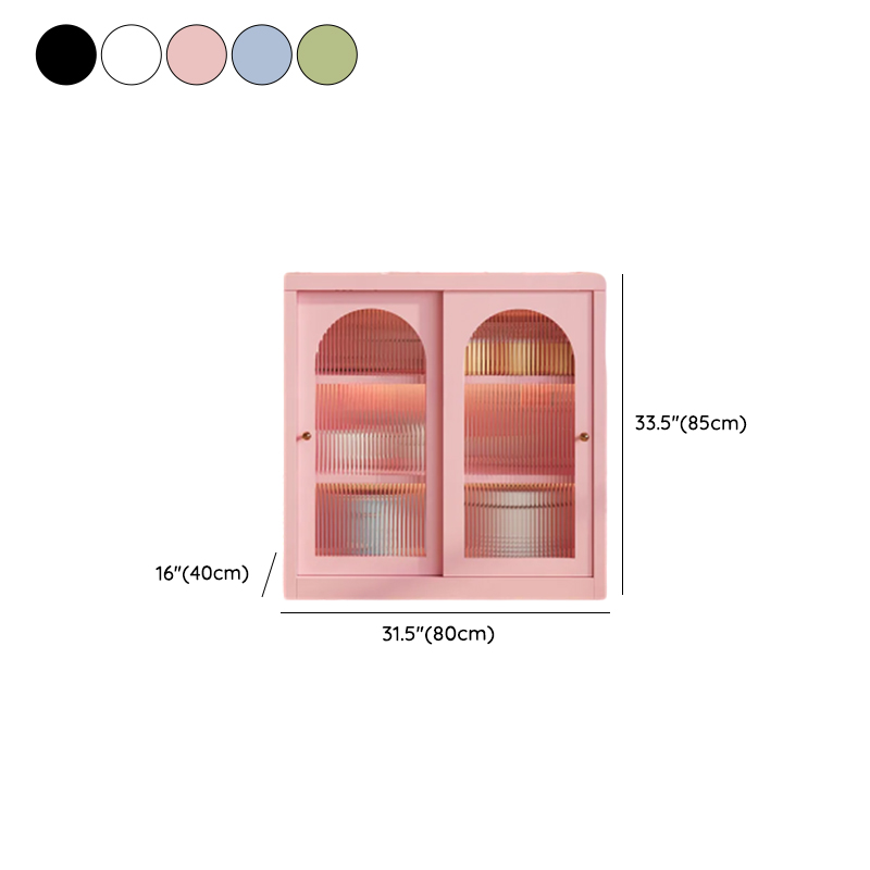 Simple Narrow Iron Countertop Sideboard with Cupboard, Glass Doors, and Changeable Shelf - image 12