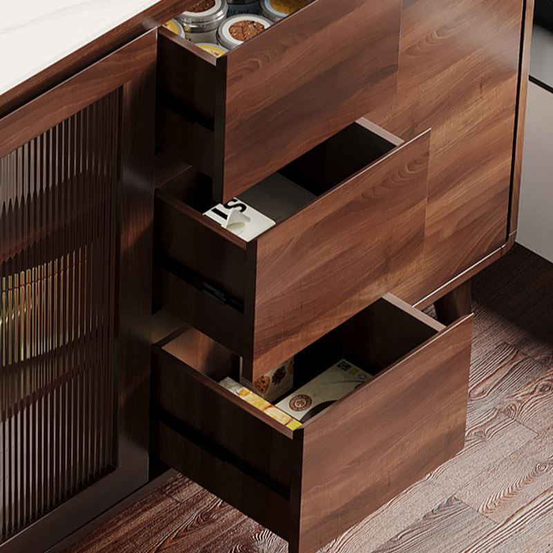 3 Drawers & 2 Doors/3 Doors/4 Doors Standard/Narrow Sintered Stone Sideboard with Drawers & Adaptable Shelf, Cocoa - image 5