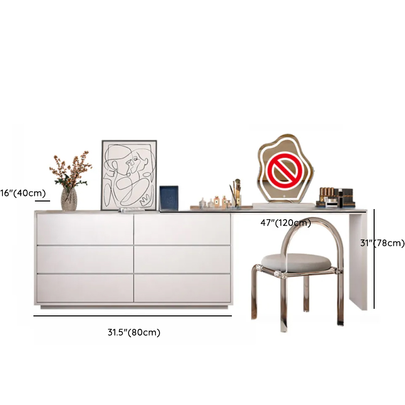 Large Vanity Set with Chalk Seating, 6 Drawers, Lumber Frame, Scalable 2-in-1 Design, and Chair - image 16