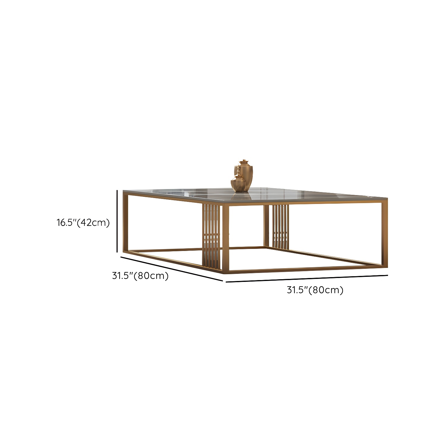 Glam Style Gold Iron Frame Coffee Table Gray Slate Table Top Coffee - image 19