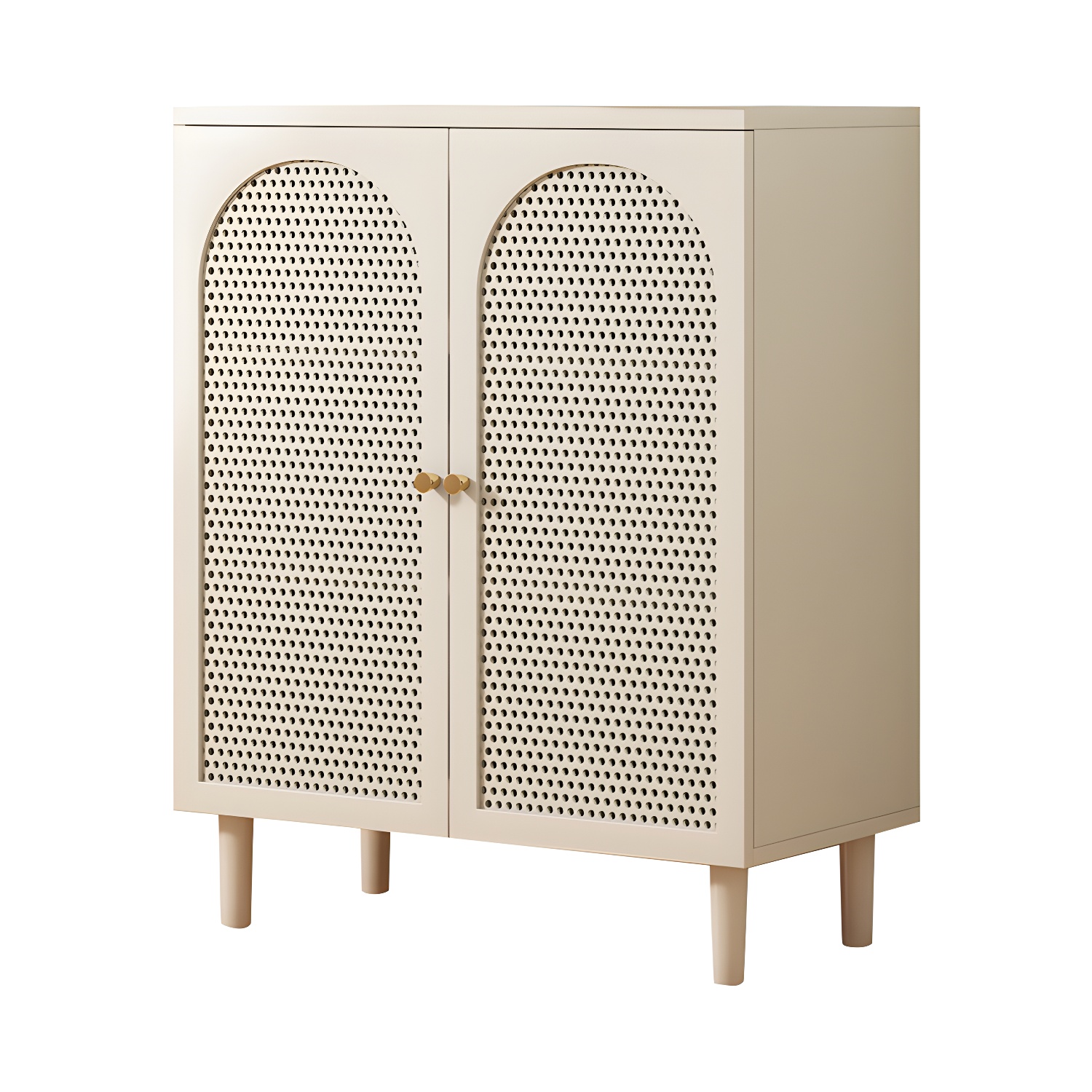 White Modern Wood Sideboard Credenza with Cabinets and Shelves Included - image 5